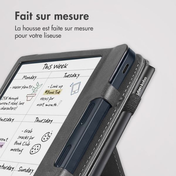 imoshion Étui de liseuse portefeuille avec strap et support Kobo Libra Colour - Noir