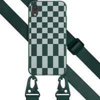 Selencia ﻿Coque design en silicone avec cordon amovible Apple iPhone Xr - Irregular Check Green