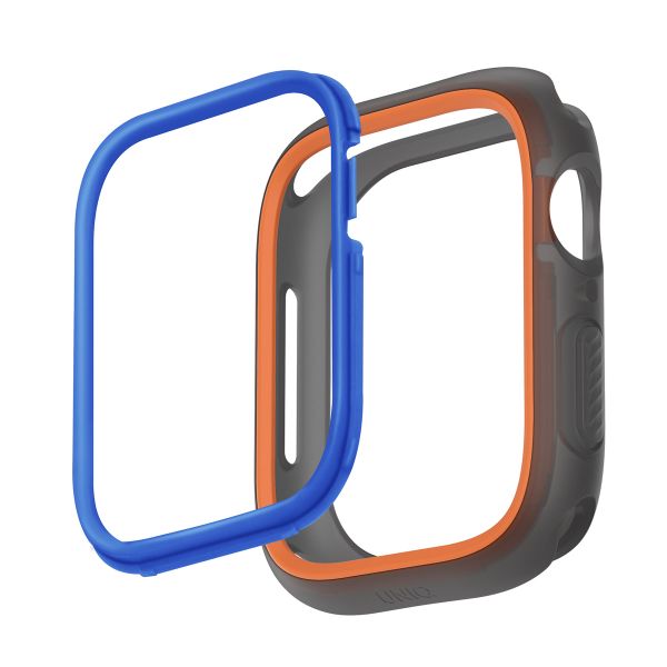 Uniq Moduo Coque Apple Watch avec Lunette interchangeable Apple Watch 4-9 / SE - 44/45 mm - Smoke (Orange/Blue)