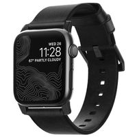 Nomad Bracelet en cuir moderne Apple Watch Series 1 á 10 / SE / Ultra (2) (44/45/46/49 mm) - Noir/Noir