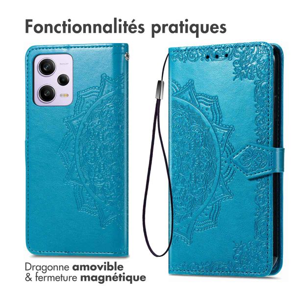 imoshion Etui de téléphone portefeuille Mandala Xiaomi Redmi Note 12 Pro - Turquoise