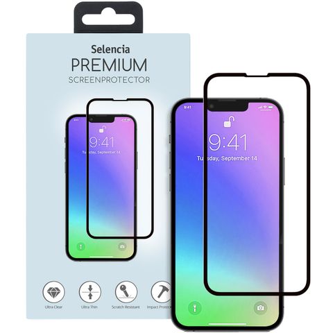 Selencia Protection d'écran premium en verre trempé iPhone 13 Mini - Noir