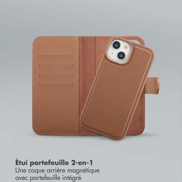 Selencia Étui portefeuille amovible Olyn avec MagSafe Apple iPhone 15 - Marron