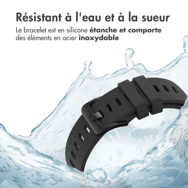 imoshion Bracelet sport en silicone avec boucle - Connexion universelle 20 mm - Noir