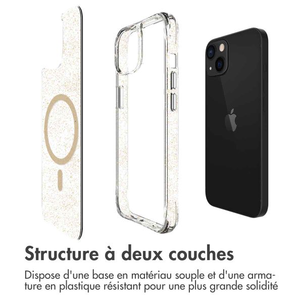 imoshion Coque arrière transparente Pailletée avec MagSafe Apple iPhone 13 - Doré