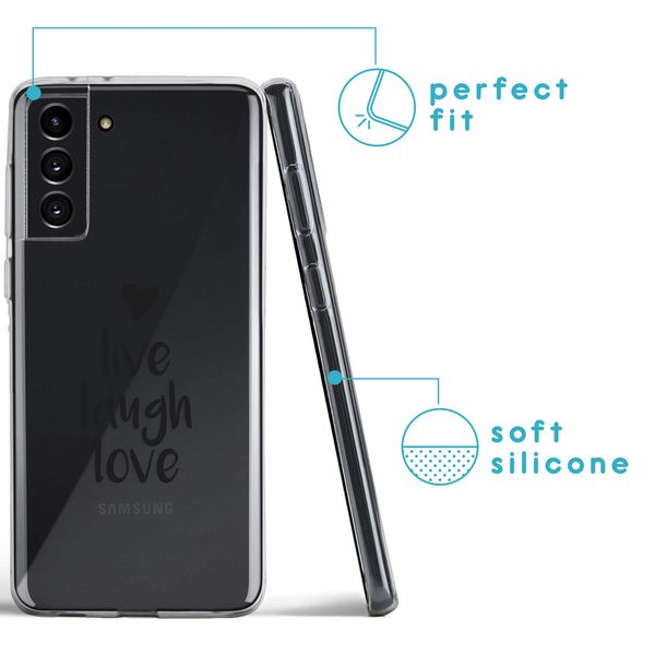 imoshion Coque Design Samsung Galaxy S21 - Live Laugh Love - Noir