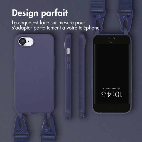 Selencia Coque silicone avec cordon amovible iPhone 16e - Bleu foncé