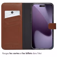 Selencia Étui portefeuille en cuir véritable Apple iPhone 17 Pro Max - Lichtbruin