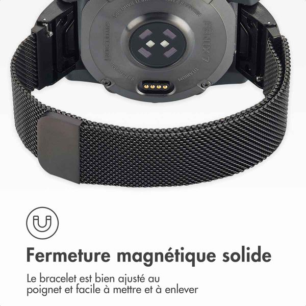 imoshion Bracelet QuickFit® Milanais  - Connexion Garmin 22 mm - Taille L/XL - Noir