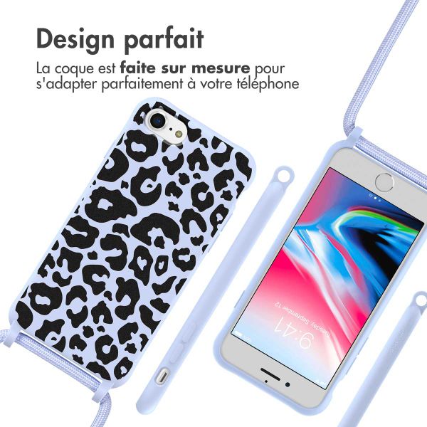 imoshion Coque design en silicone avec cordon Apple iPhone SE (2022 / 2020) / 8 / 7 - Animal Lila