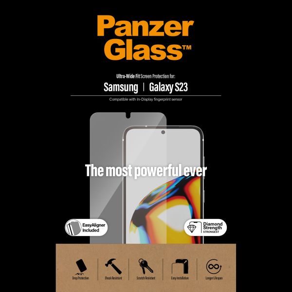 PanzerGlass Protection d'écran Ultra-Wide Fit Anti-bactérienne avec applicateur Samsung Galaxy S23 - Noir