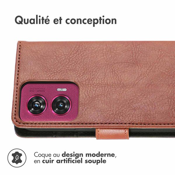 imoshion Étui de téléphone portefeuille Luxe Motorola Edge 50 Fusion - Brun