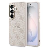 Guess Coque arrière en cuir 4G avec MagSafe Samsung Galaxy S26 - Gold Edge - Pink