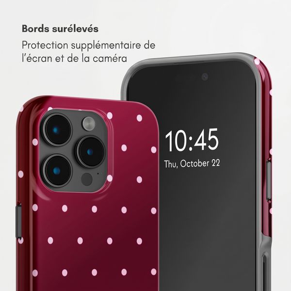 Selencia Coque arrière Vivid Apple iPhone 15 Pro - Happy Dots Burgundy