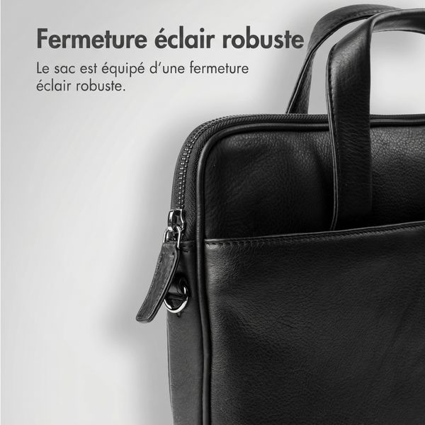 Accezz Leather Sac ordinateur 16 pouces - Noir