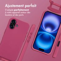 imoshion Coque arrière Color avec cordon amovible et MagSafe Apple iPhone 16 - Raspberry
