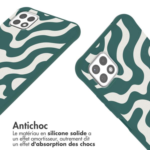 imoshion Coque design en silicone avec cordon Samsung Galaxy A22 (5G) - Petrol Green Groovy