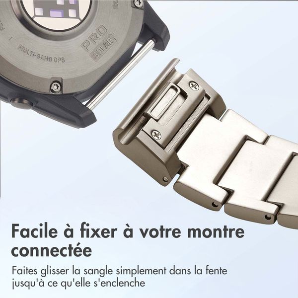 Accezz Bracelet en acier Titane mat  - Connexion Garmin 26 mm - Titanium
