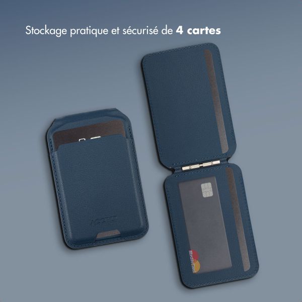 Accezz Portefeuille en cuir avec support - Compatible avec MagSafe et Qi2 - Nightfall Blue