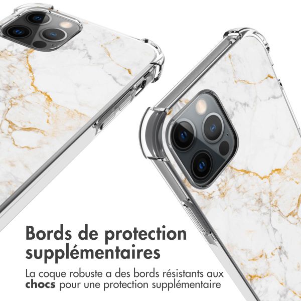 imoshion Coque Design avec cordon iPhone 12 (Pro) - White Marble