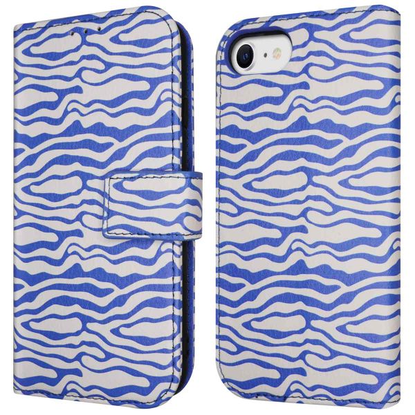 imoshion ﻿Étui de téléphone portefeuille Design iPhone SE (2022 / 2020) / 8 / 7 / 6(s) - White Blue Stripes