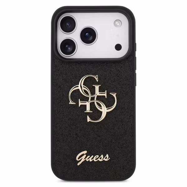 Guess Coque 4G Metal Logo Glitter Apple iPhone 17 Pro Max - Noir