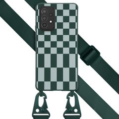 Selencia Coque design en silicone avec cordon amovible Samsung Galaxy A53 - Irregular Check Green
