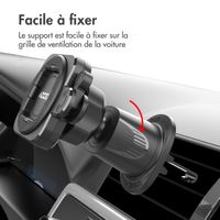 Accezz EasyLock Support de téléphone de voiture - Avec coque Samsung Galaxy S24 - Grille de ventilation - Rotation à 360 degrés - Noir