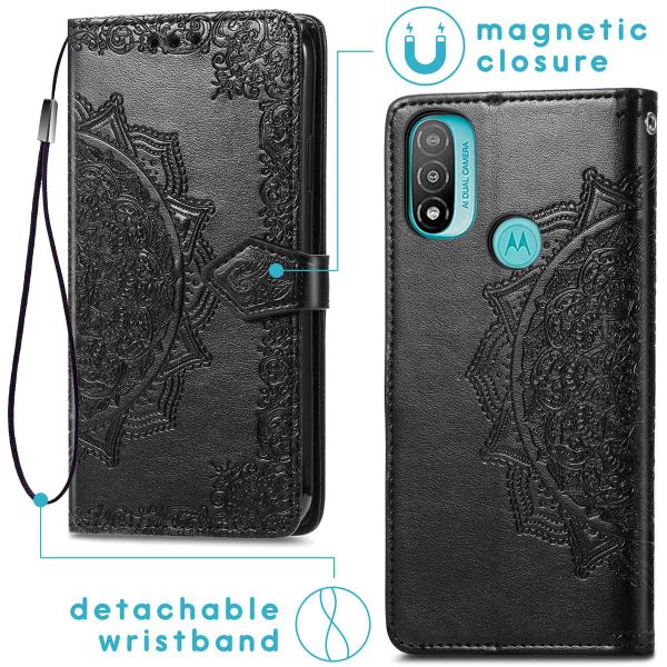 imoshion Etui de téléphone portefeuille Mandala Motorola Moto E20 - Noir