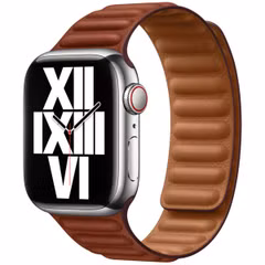 Apple Bracelet Leather Link Apple Watch Series 1 t/m 9 / SE (38/40/41 mm) | Series 10 / 11 (42 mm) - Taille S/M - Umber