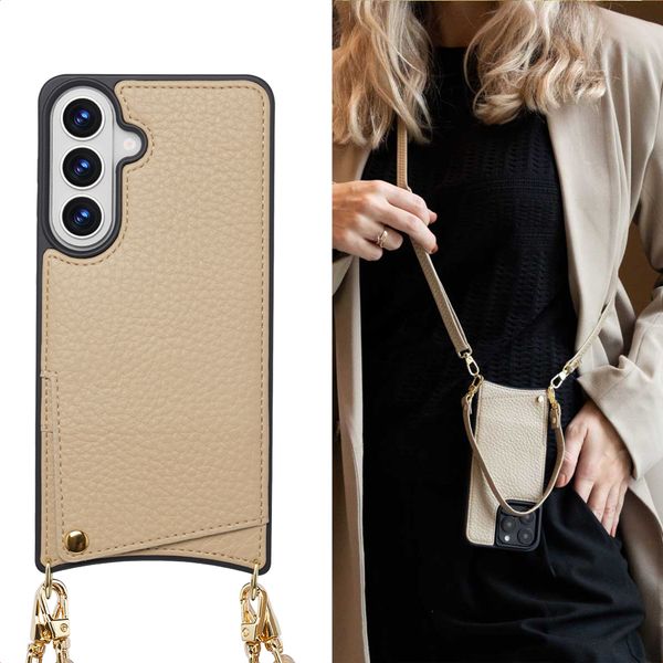 Selencia Coque de télephone Nova avec cordon et porte-cartes Samsung Galaxy S26 Plus - Beige