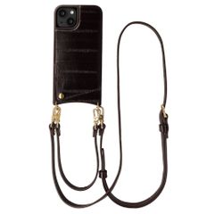Selencia Nova coque arrière en cuir véritable avec porte-cartes Apple iPhone 14 / 13 - Dark Chocolate