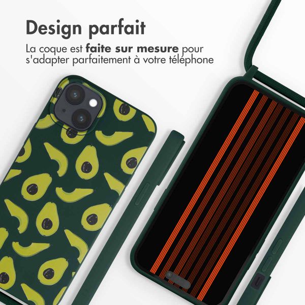 imoshion Coque design en silicone avec cordon Apple iPhone 15 Plus - Avocado Green