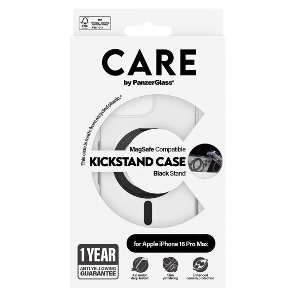 CARE by PanzerGlass Coque Kickstand MagSafe Apple iPhone 16 Pro Max - Noir