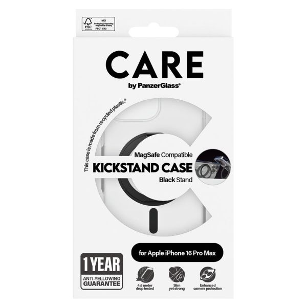 CARE by PanzerGlass Coque Kickstand MagSafe iPhone 16 Pro Max - Noir