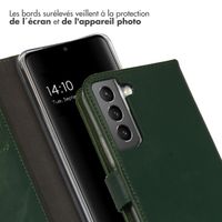 Selencia Étui de téléphone portefeuille en cuir véritable Samsung Galaxy S22 - Vert