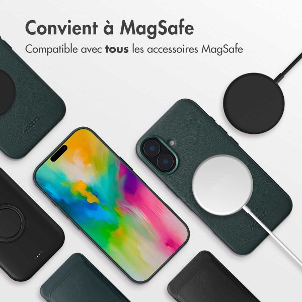 Accezz Coque arrière en cuir avec MagSafe Apple iPhone 16 - Cedar Green