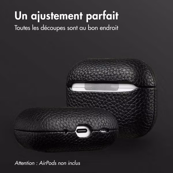 Accezz Coque en Cuir véritable Apple AirPods Pro 2 - Noir