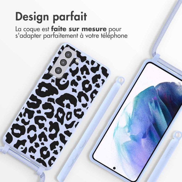 imoshion Coque design en silicone avec cordon Samsung Galaxy S21 Plus - Animal Lila