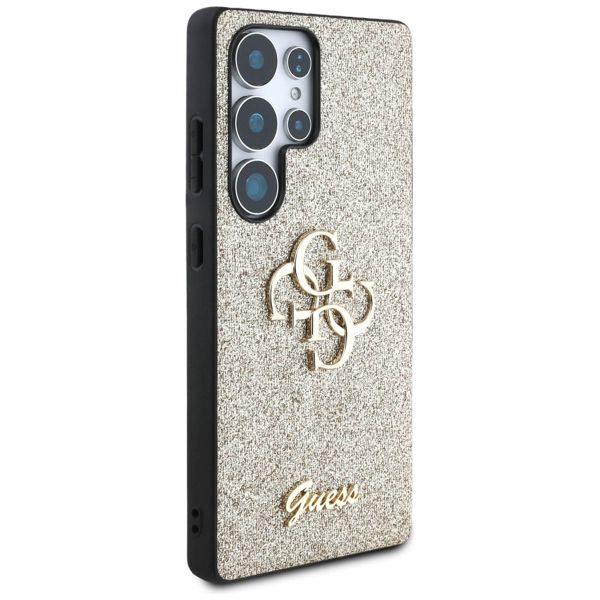 Guess Coque 4G Metal Logo Glitter Samsung Galaxy S25 Ultra - Doré