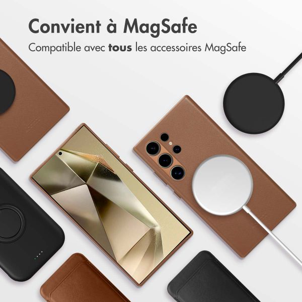 Accezz Coque arrière en cuir avec MagSafe Samsung Galaxy S24 Ultra - Sienna Brown