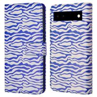 imoshion Étui de télephone portefeuille Design Google Pixel 6a - White Blue Stripes