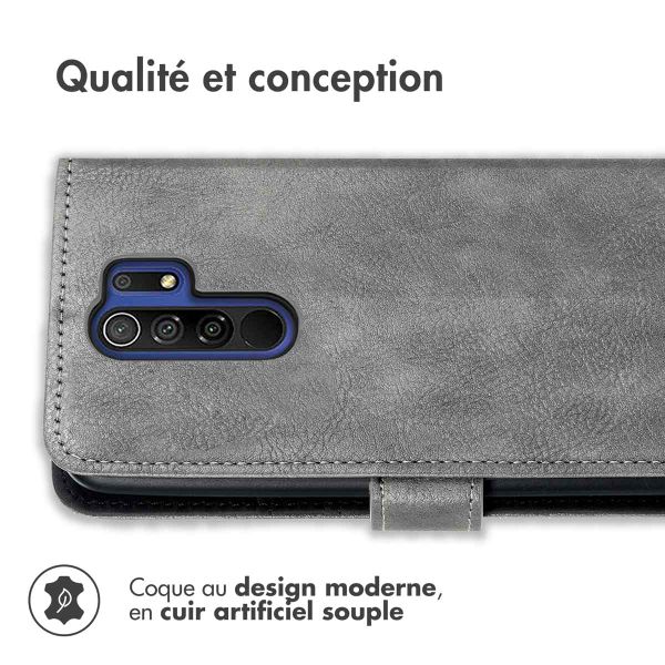 imoshion Étui de téléphone portefeuille Luxe Xiaomi Redmi 9 - Gris