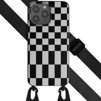 Selencia Coque design en silicone avec cordon amovible Apple iPhone 15 Pro Max - Irregular Check Black