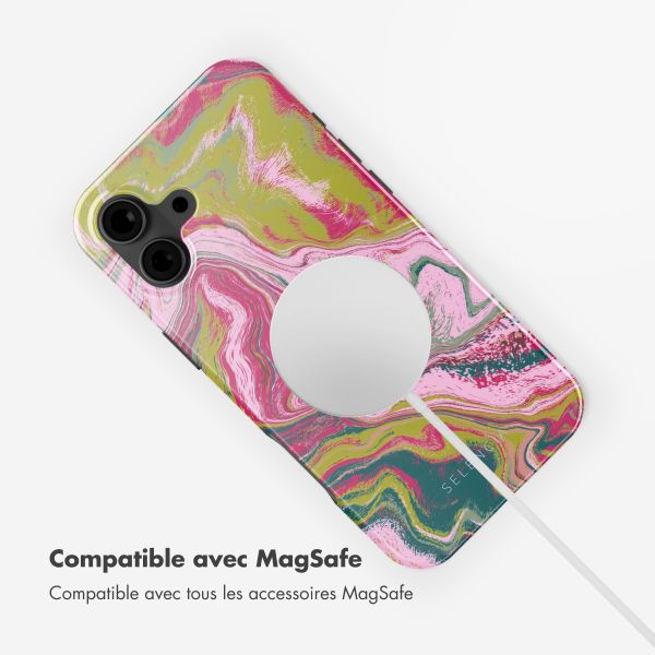 Selencia Coque arrière Vivid Tough avec MagSafe iPhone 16 - Marble Pink