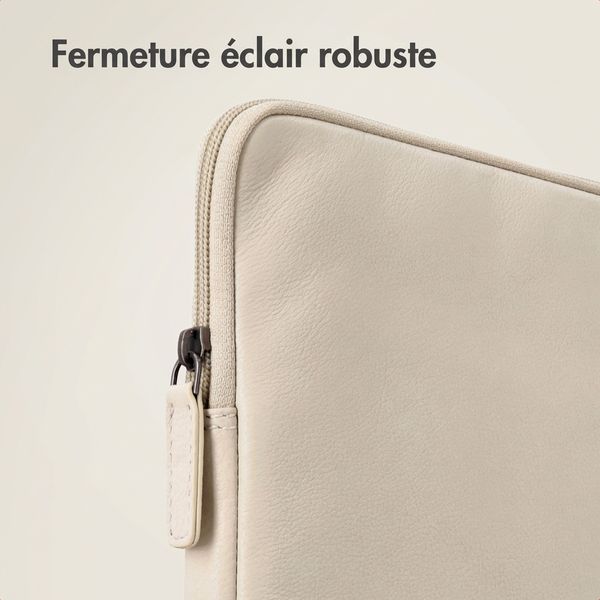 Accezz Pochette ordinateur Leather avec fermeture éclair 15-16 pouces - Beige