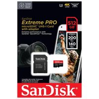 SanDisk microSD Extreme PRO - 512GB - Inclus un adaptateur SD et RescuePro Deluxe - UHS-I/U3/Full HD/4K UHD