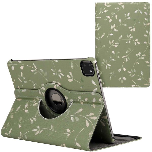 imoshion Coque tablette Design rotatif à 360° Apple iPad Pro 11 (2022 / 2021 / 2020 / 2018) - Green Flowers