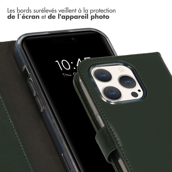 Selencia Étui portefeuille en cuir véritable Apple iPhone 15 Pro - Vert