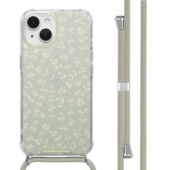 imoshion Coque Design avec cordon Apple iPhone 15 - Smoke Green Flowers